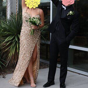 Sherri Hill Gold Dress Style 56756 size 8(12)